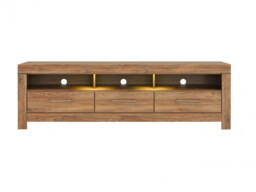 Wide TV Unit Large Cabinet with Drawers Modern Media Entertainment Stand 200cm Long Oak Effect - Gent - thumbnail 4