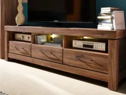 Wide TV Unit Large Cabinet with Drawers Modern Media Entertainment Stand 200cm Long Oak Effect - Gent