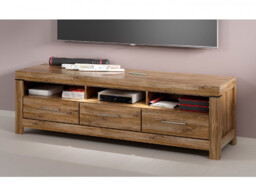 Wide TV Unit Large Cabinet with Drawers Modern Media Entertainment Stand 200cm Long Oak Effect - Gent - thumbnail 2