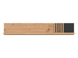 Floating Wall Shelf Storage Display Shelving 135cm Black and Oak with Slats – Vabres - thumbnail 3