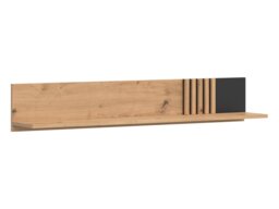 Floating Wall Shelf Storage Display Shelving 135cm Black and Oak with Slats – Vabres - thumbnail 2