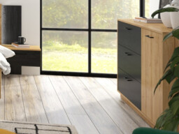 Sideboard 160cm Wide Cabinet Large Chest of Drawers Storage Unit Black and Oak – Maio - thumbnail 2