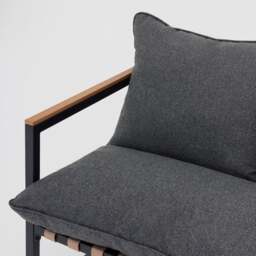 Garden Sofa Set Outdoor 2 Seater Sofa Chairs Coffee Table Grey Cushions 4 Seater Lounge Set Black Furniture - Porto - thumbnail 3