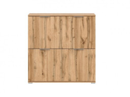 Modern Square Small 4-Door Sideboard Unit Storage Cabinet Oak Effect - Zele - thumbnail 3