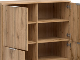 Modern Square Small 4-Door Sideboard Unit Storage Cabinet Oak Effect - Zele - thumbnail 4