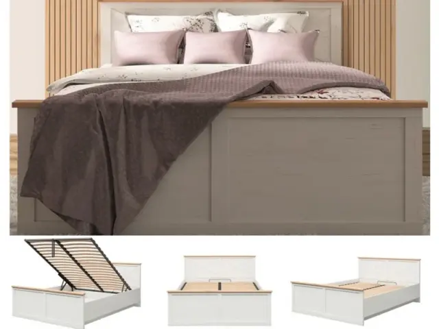 Super King Size Ottoman Bed Frame Storage Lift Up 180cm White Pine/Oak Effect - Frija - image 1