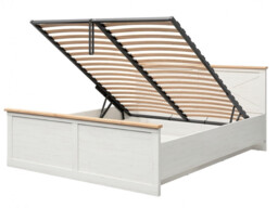 Super King Size Ottoman Bed Frame Storage Lift Up 180cm White Pine/Oak Effect - Frija - thumbnail 4