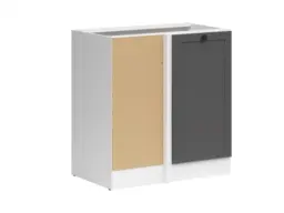 Corner Kitchen Cabinet 1000mm Modern Freestanding Base Unit 100cm Left L Shaped Shaker Grey - Junona - thumbnail 1