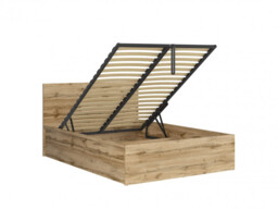 Ottoman Double Bed Frame Euro 140cm Gas Lift Up Storage Bed Modern Sturdy Wotan Oak Effect - Tetrix - thumbnail 1