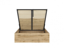 Ottoman Double Bed Frame Euro 140cm Gas Lift Up Storage Bed Modern Sturdy Wotan Oak Effect - Tetrix - thumbnail 3