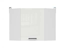 Kitchen Corner Wall Unit 600mm Modern Cupboard Cabinet L Shaped White Chalk Gloss- Junona - thumbnail 4