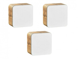Small Bathroom Cabinet Wall Mounted Set of 3 Square Storage Cube Units White Gloss Oak Modern Scandi - Aruba - thumbnail 4