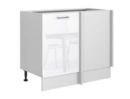 Corner Cabinet Kitchen Cupboard Base Unit White Gloss Straight Line Corner Storage L R - Ella - thumbnail 4