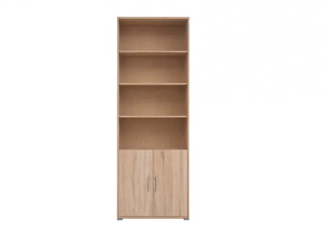 Tall Filing Storage Cabinet Bookcase with Open Shelves Modern Shelving Unit Sonoma Oak Effect Office Study - BRW OFFICE - image 1