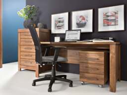 Under Desk Storage Drawers Mobile Pedestal Unit for Study Home Office Bedside Cabinet Oak Effect - Gent - thumbnail 2