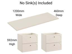 Double Vanity Unit Beige Bathroom Sink Cabinet 4 Drawer 120cm Art Deco Gatsby - Donna - thumbnail 3