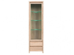Modern Glass Display Cabinet Tall Unit Dresser in Sonoma Oak Effect - Kaspian - thumbnail 4