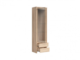 Modern Glass Display Cabinet Tall Unit Dresser in Sonoma Oak Effect - Kaspian - thumbnail 2