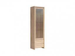 Modern Glass Display Cabinet Tall Unit Dresser in Sonoma Oak Effect - Kaspian