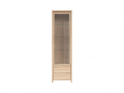 Modern Glass Display Cabinet Tall Unit Dresser in Sonoma Oak Effect - Kaspian - thumbnail 3