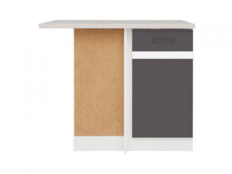 Corner Kitchen Cabinet 1000mm Base Unit 100cm Left Grey and White Gloss L Shaped Modern Free Standing - Junona - thumbnail 2