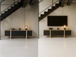 Black and Oak TV Stand Cabinet 160cm Media Entertainment Storage Unit with Doors for up to 65 inch TV - Kiznie - thumbnail 2