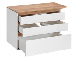 Vanity Wall Bathroom Cabinet 940mm Unit Drawers Countertop Sink Modern White / White Gloss Oak - Platinum - thumbnail 4
