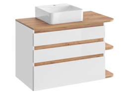 Vanity Wall Bathroom Cabinet 940mm Unit Drawers Countertop Sink Modern White / White Gloss Oak - Platinum - thumbnail 3