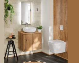 600mm Vanity Unit with Basin Bathroom Floating Wall Hung Countertop Cabinet Coastal Oak - Nova - thumbnail 3