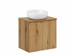 600mm Vanity Unit with Basin Bathroom Floating Wall Hung Countertop Cabinet Coastal Oak - Nova - thumbnail 4