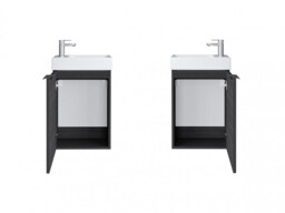Bathroom Vanity Unit with Basin Cloakroom 400mm Wall Hung Sink Cabinet Grey Black Grey Ash Finish - Avir - thumbnail 4