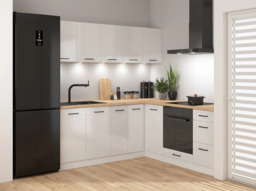 Kitchen Corner Set Cabinets Units Gloss White Modern Freestanding 8 Cupboards Complete DIY Fitted Kitchen - Junona