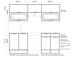 Kitchen Cabinets 6 Unit Cupboards Set 220cm DIY Fitted Package Light Grey Gloss - Star - thumbnail 4