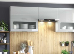 Kitchen Cabinets 6 Unit Cupboards Set 220cm DIY Fitted Package Light Grey Gloss - Star - thumbnail 2