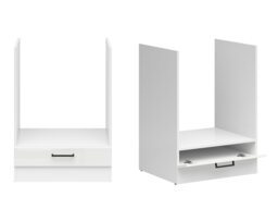 Single Oven Housing Unit Kitchen Cabinet 600mm Modern Freestanding with Storage 60cm Chalk White Gloss - Junona - thumbnail 4
