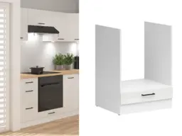 Single Oven Housing Unit Kitchen Cabinet 600mm Modern Freestanding with Storage 60cm Chalk White Gloss - Junona