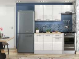 Kitchen Cabinets Cupboard 5 Unit Kitchenette Set White High Gloss Complete 180cm Soft Close Small Kitchen - Ella - thumbnail 3