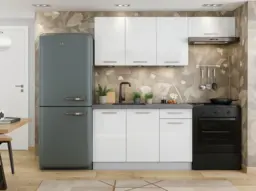 Kitchen Cabinets Cupboard 5 Unit Kitchenette Set White High Gloss Complete 180cm Soft Close Small Kitchen - Ella - thumbnail 1