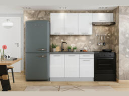 Kitchen Cabinets Cupboard 5 Unit Kitchenette Set White High Gloss Complete 180cm Soft Close Small Kitchen - Ella - thumbnail 2
