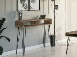 Slim Desk Hairpin Console Computer Table Hallway Home Office Industrial Loft Metal Legs Dark Oak 110cm - Mare - thumbnail 3