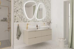 Double Vanity Unit Countertop Worktop 1200mm Modern Wall Mounted 4 Drawer Cabinet Floating Bathroom Beige - Dalia - thumbnail 2
