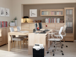 Desk with Drawer Home Office Study Deep Computer Table 120cm with Cabinet Storage Sonoma Oak - Kaspian - thumbnail 2