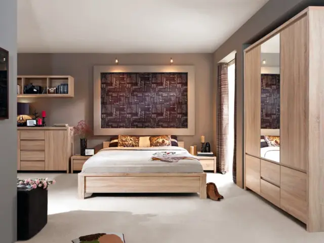 King Size Bedroom Furniture Set Oak finish - Kaspian - image 1