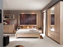 King Size Bedroom Furniture Set Oak finish - Kaspian - thumbnail 1