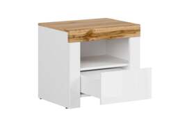 White Gloss Bedside Cabinet Side Table Night Stand with Drawer Bedroom Lounge Scandi Bedroom Storage Unit - Holten - thumbnail 4