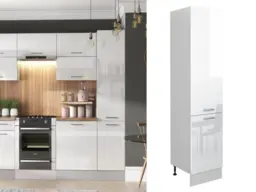 Scandi Style Kitchen Cupboards 8 Unit DIY Set Slim Larder 280cm White High Gloss - Ella - thumbnail 3
