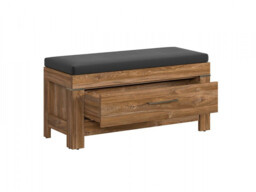 Modern 4 Pc Hallway Set: Shoe Bench Seat, Cabinet, Mirror and Wall Coat Hanger Hooks Medium Oak Effect - Gent - thumbnail 4