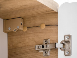 Cloakroom Vanity Unit 400mm Slim Wall Bathroom Cabinet with Sink Small Modern White Gloss and Oak - Aruba - thumbnail 4