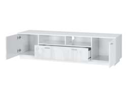White Gloss TV Unit Modern Cabinet with Storage Wide Media Entertainment Stand – Sol - thumbnail 4