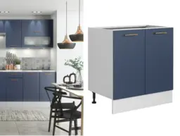 800mm Kitchen Base Unit Midnight Blue Cabinet Cupboard Dark Navy Slab Doors - Nora